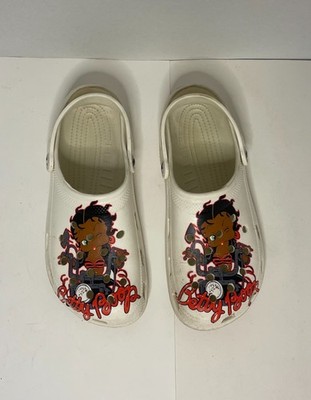 Betty Boop Crocs Style Clogs White Cartoon Graphic Slip On Comfort Shoes