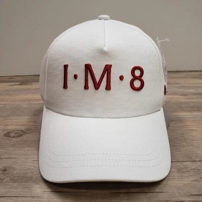 IM8 Hat Cap Strap Back White Cotton Twill Embroidered Logo Mens One Size Adj - Image 1 of 4