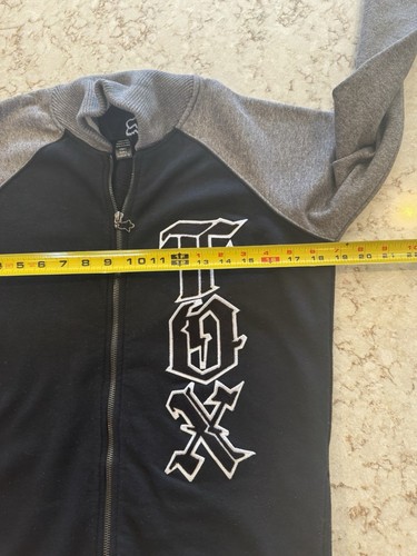 Fox Racing - Boy Size L Varsity Letterman Style Full Zip Black/Grey Sweatshirt - Picture 3 of 7