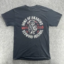 Sons of Anarchy Shirt Mens Medium Black Redwood Original Moto Club TV Show