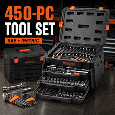 450-Pc Mechanics Tool Set SAE Metric 1/4 3/8 ...