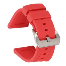 Silicone Watch Bands 26mm Soft Watch Band with Silver Buckle, Red