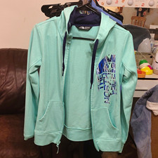 The North Face Women's Full Zip Hooded Fleece Hoodie w/ Pockets XS Blue Green