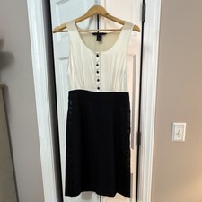 Marc by Marc Jacobs Black Ivory Colorblock Sheath Sleeveless Knee Dress Size 4