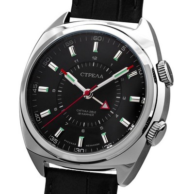 STRELA Leonov Wecker Handaufzug Uhr mechanisch Armbandwecker 44mm Poljot 2612