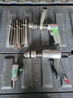 #ad Pnuematic air tool lot Husky end grinder Drill Ingersoll Rand Air Hammer With... $120.00