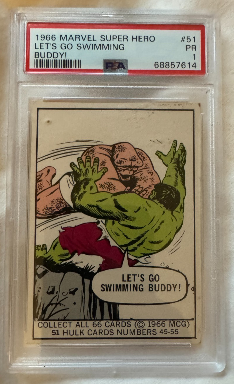 Hulk #51 Marvel 1966 Super Heroes trading card — raw and PSA graded price guide