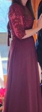 Great condition UWOT Chiffon Beaded Mother of the Bride Dress Burgundy size 4