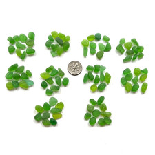 Surf Tumbled Sea Glass Rich Green 100 Pieces Craft Quality For Mosaics Etc