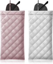 Squeeze Top Sunglass Pouch - Portable Sunglass Organizer Pouch Bags Soft PU Leat