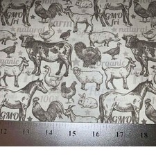 Farm Animals Ivory Packed 100 Cotton Fabric By half yard continuous cuts
