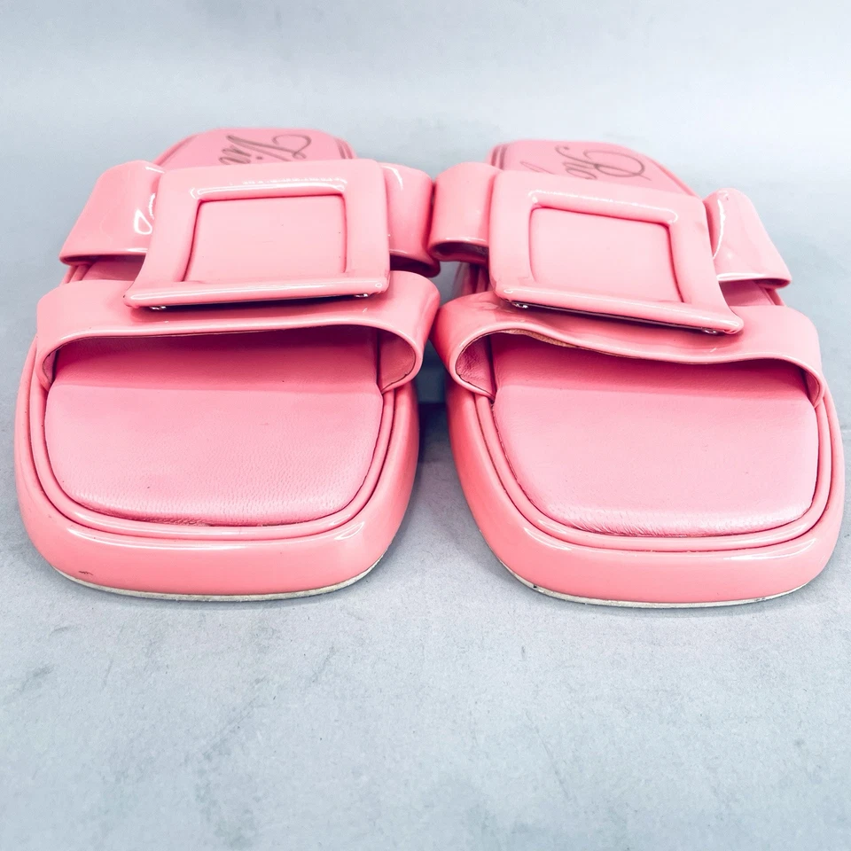 Sandalias Roger Vivier Mujer 39 Rosa Charol Hebilla Deslizable Zapatos Mula Cuña Foto 4 de 4