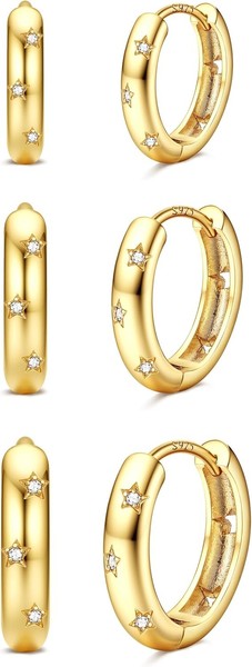 Creolen Silber 925 Klein Hypoallergen Gold Vergoldet Wasserfest Ohrringe Damen-image