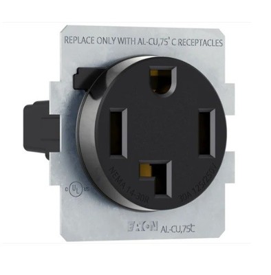 Eaton AH1257BK-SHST - Recp Sgl Flush 30A125/250V ShortStrap BK - 1EA
