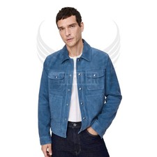 Men’s Vintage Distressed Suede Leather Jacket Retro Classic Biker Coat Best Gift