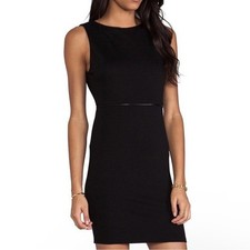 Alice + Olivia Little Black Dress with Leather Trim Black 6
