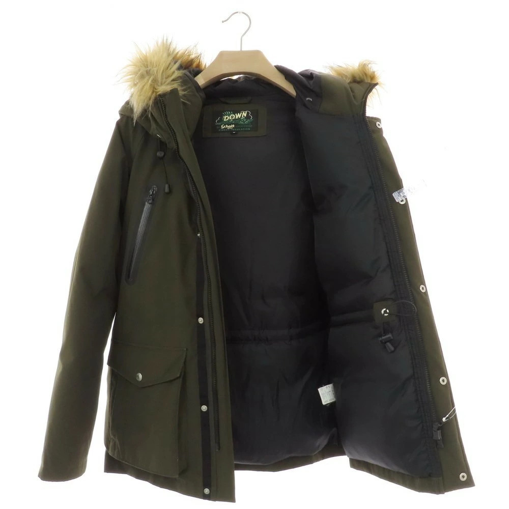 Schott Polyester Cotton Fur Down Jacket Olive Siz… - image 3