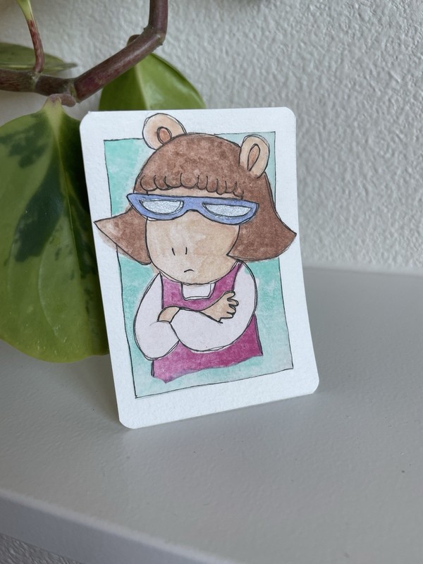 ACEO Original PBS Kids DW 2.5in x 3.5in Mini Art Card signed by artist