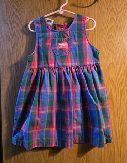 Abito OshKosh B'gosh bambina taglia 5 multicolore a quadri A Line ginocchio cotone bottoni