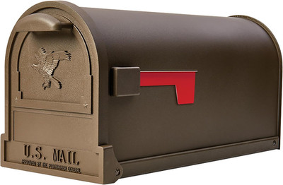 Arlington  Heavy Duty Steel Metal Post Mounted Mail Box for Outside, Textured Br