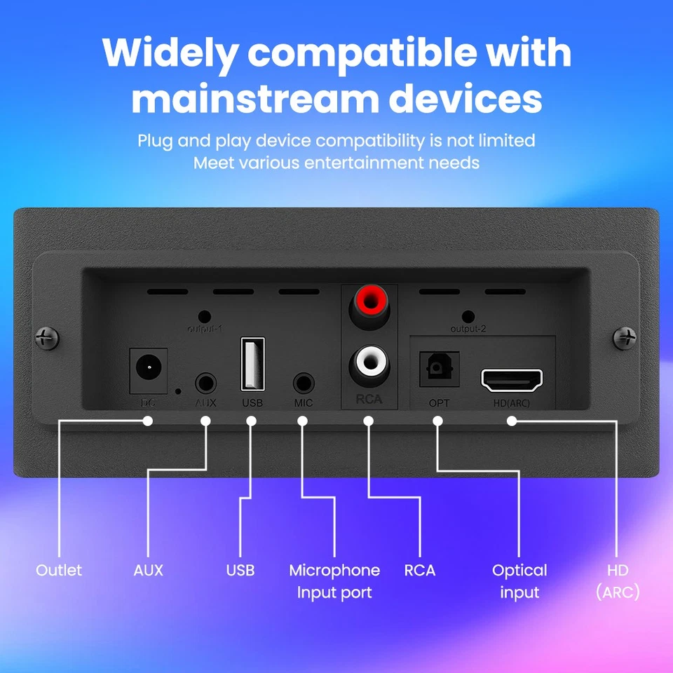 Bluetooth 5.0 Soundbar mit Subwoofer Lautsprecher 45W 2.1-Kanal TV Heimkino HDMI - Bild 4 von 4