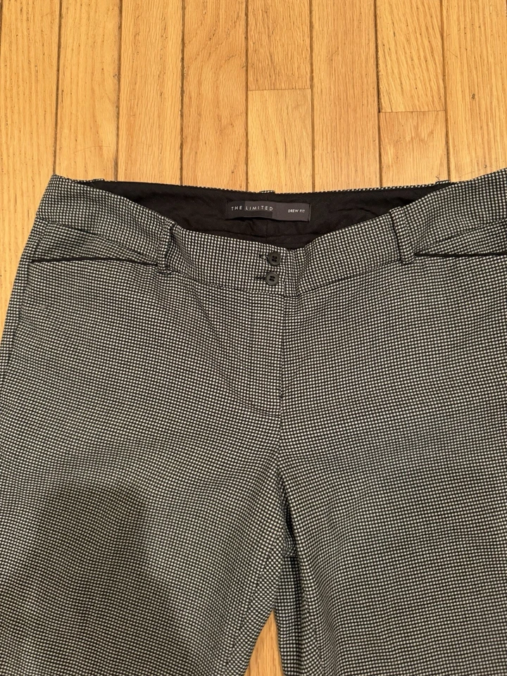 Pantalones de vestir The Limited Drew Fit talla 8 blanco y negro a cuadros tiro medio corte bootcut Foto 2 de 4