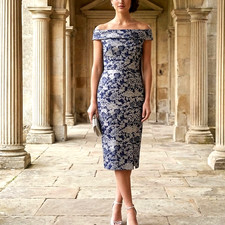 NEW OASIS SZE 8 NAVY SILVER FLORAL DRESS WEDDING LADIES DAY GARDEN PARTY HOLIDAY