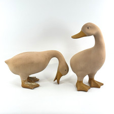 Große Enten Figuren Set Keramik | VTG Garten Deko | Landhaus Gänse 40/22 cm XL