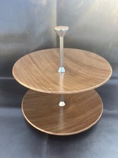 Vintage Ianthe England Walnut Colour 2 Tier Cake Stand With Chrome Finish