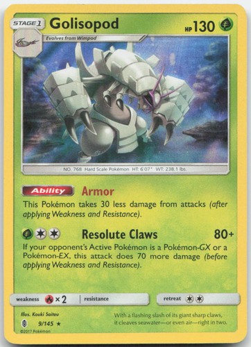 Golisopod 9/145 Holo Rare Guardians Rising Pokemon Lightly Played