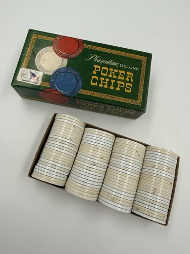 VINTAGE 1963 Pacific Game Co. PLEASANTIME DELUXE POKER CHIPS - Complete Set