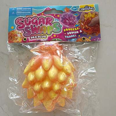 ORB Curiosities Sugar Swaps Sea Slug Squishy Squeeze Toy, Orange/Yellow, 5+