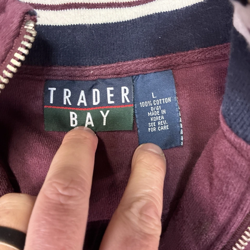 Vintage Trader Bay Pullover Large Zip Sweatshirt Retro Fader Jogging 80s - Image 2 of 4