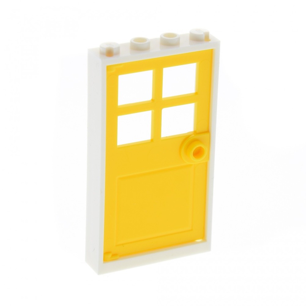 1X Lego Door Frame 1X4X6 White Door Leaf Yellow Transom House Window 60623 60596