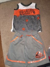 Jurassic World Boys Gray Orange Dinosaur Print Tank Top  Shorts Set 4T