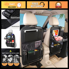 2-Pack Leather Car Backseat Organizer with Tablet Holder, 9 Pockets Food Tray