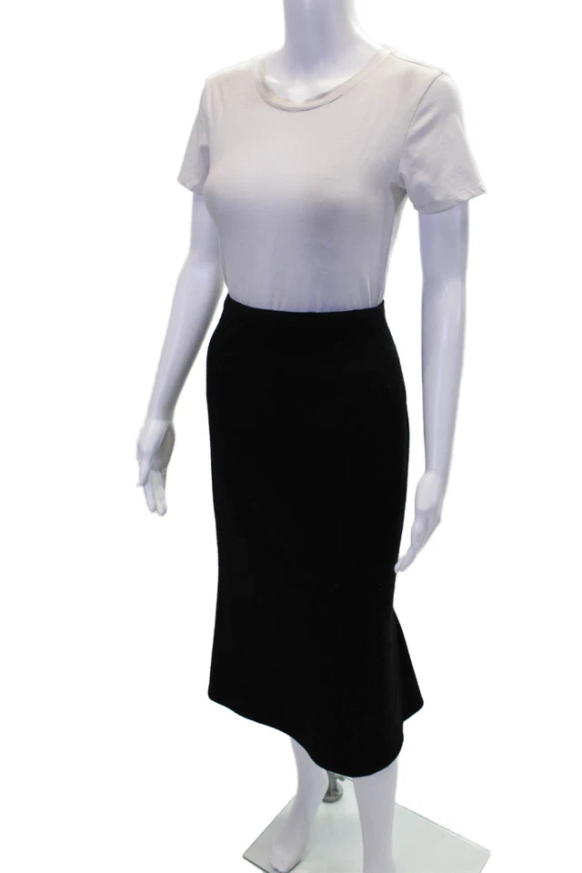 Ralph Lauren Collection Mujer Espalda Cremallera Hasta la Rodilla Falda Tejida Negra Talla 10 Foto 2 de 4