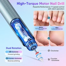 Cordless Electric Nail Drill Kit UV Lamp LED Light 9 Speed Manicure Pedicure