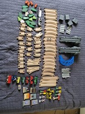 Wooden Train Set With Trains And Accessories Bundle