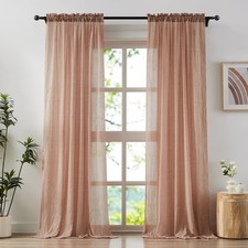 ELEGANT BLUSH PINK SHEER CURTAINS FOR LIVING ROOM BEDROOM SOFT LIGHT FILTERING C