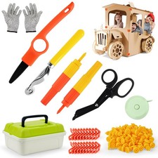 Cardboard Cutting Tools for Kids, 170 Pcs DIY Safe large, Black, Orange