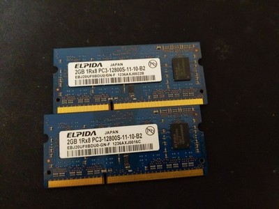 2 DDR3 SO-DIMM RAM, 2gb each = 4 gb, identical set, tested working, PC3-12800S
