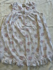 Vintage Amanda Stewart Floral Cotton Nightgown Size L Ruffle Hem Lace Detail