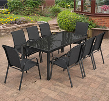8 Seater Garden Table and Chairs Outdoor Patio Furniture Large Metal Dining Set