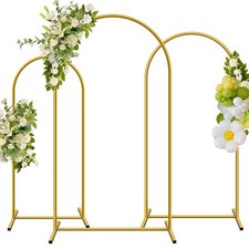 Metal Arch Backdrop Stand, Set of 3 6/6.6/7.2 ft Wedding Arched Frame with 12