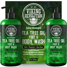 Viking Revolution Tea Tree Oil Body Wash Soap for Men - 12 Fl Oz (Pack of 2) 