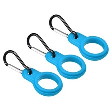 Silicone Water Bottle Clip with Buckle, 3pcs Drink Holder Hook, Sky Blue Black