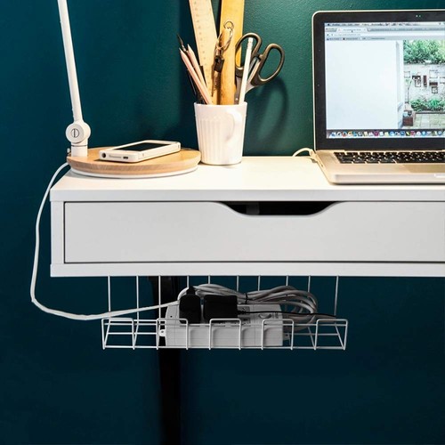 Baskiss Lot de 2 Plateaux de Gestion de Câble, 40cm Organisateur Sous Bureau pour Fil - Photo 4/5