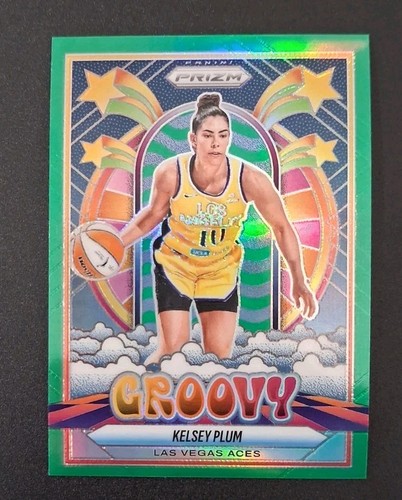 2025 Panini Prizm WNBA - Groovy Kelsey Plum #5 Green Prizm Las Vegas Aces