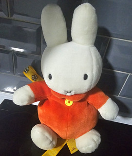 Miffy Plush Rabbit Kids Backpack Small Orange/White Floral Straps Zip